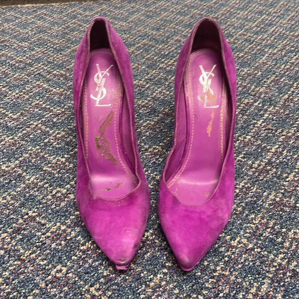 Preloved Saint Laurent Paris Purple Suede Janis Platform Pumps Size 39